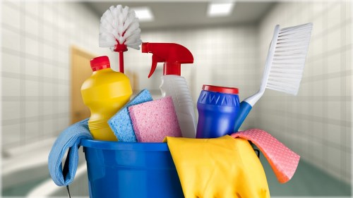 Move out cleaning preparation in a bright empty room