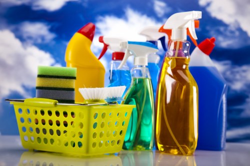 Post-construction cleaning process in a bright modern interior
