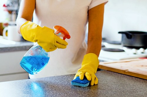 Close-up of stain removal during carpet cleaning