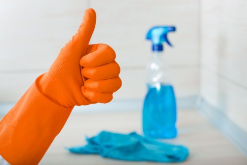 Eco-friendly commercial cleaning equipment in use