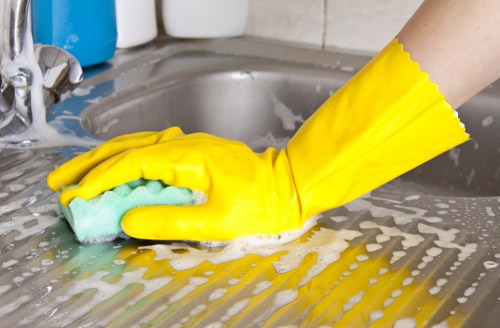 Clean and organized office break room after sanitizing