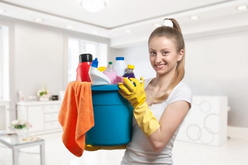 Cleaning team preparing a property after construction work